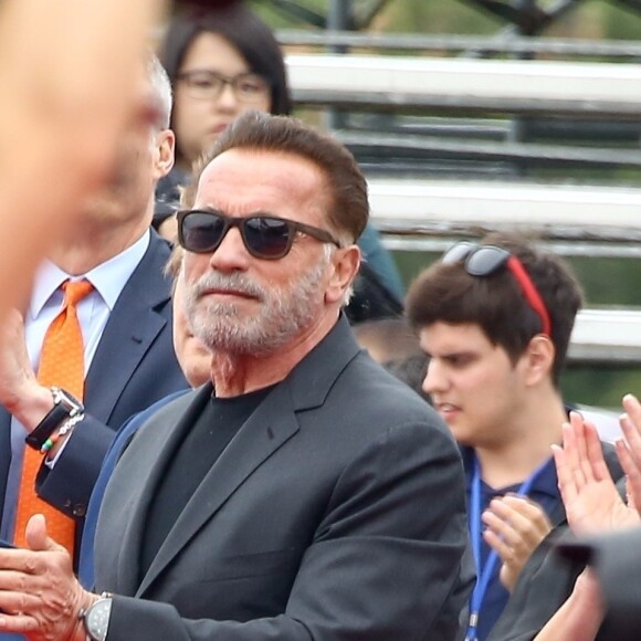 Exclusif - Arnold Schwarzenegger était présent pour son fils illégitime Joseph Baena, qui recevait son diplôme (en présence aussi de sa mère Mildred Patricia Baena) de la Pepperdine University à Malibu, Los Angeles, le 27 avril 2019.