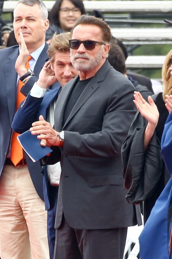 Exclusif - Arnold Schwarzenegger était présent pour son fils illégitime Joseph Baena, qui recevait son diplôme (en présence aussi de sa mère Mildred Patricia Baena) de la Pepperdine University à Malibu, Los Angeles, le 27 avril 2019.