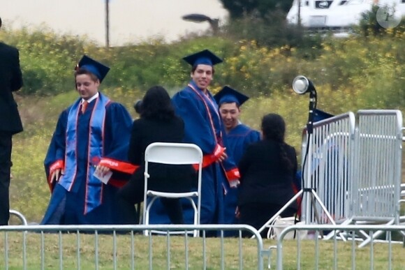 Exclusif - Arnold Schwarzenegger était présent pour son fils illégitime Joseph Baena, qui recevait son diplôme (en présence aussi de sa mère Mildred Patricia Baena) de la Pepperdine University à Malibu, Los Angeles, le 27 avril 2019.