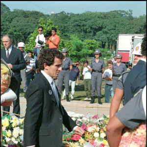 Alain Prost aux obsèques d'Ayrton Senna à Sao Paulo, le 8 mai 1994.