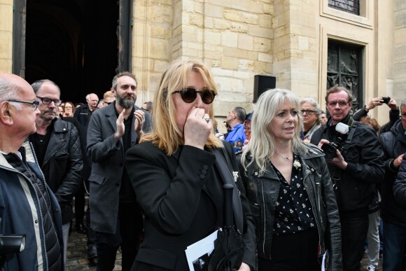 Babette, la femme de Dick Rivers, Natala, la fille de Dick Rivers - Obsèques de Dick Rivers en l'église Saint-Pierre de Montmartre à Paris le 2 mai 2019.