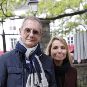 François Diwo et sa femme lors des obsèques de Dick Rivers en l'église Saint-Pierre de Montmartre à Paris le 2 mai 2019.