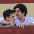 Exclusif - Gonzalo Caballero et Felipe Juan Froilán de Marichalar, fils de l'infante Elena d'Espagne, à une corrida à Cifuentes, le 17 septembre 2017.