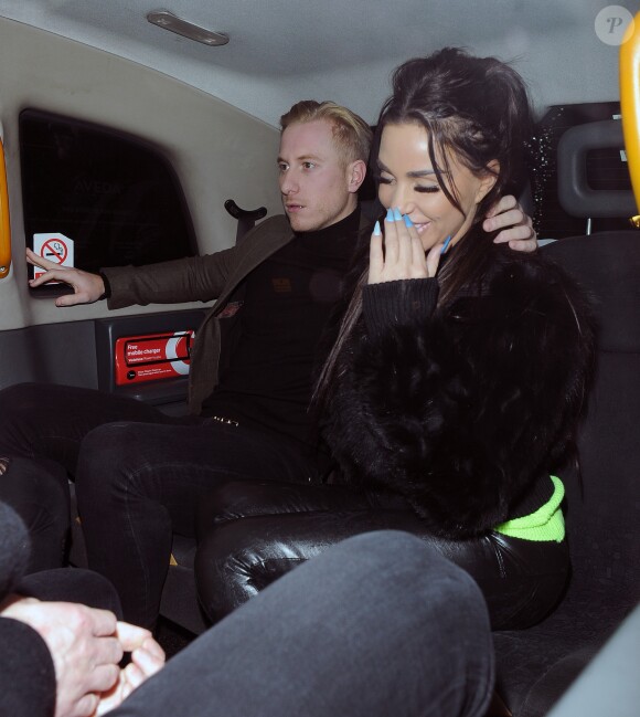 Katie Price et son compagnon Kris Boyson sont allés diner très tard avec des amis au restaurant Sushi Samba à Covent Garden à Londres. Le 21 janvier 2019.