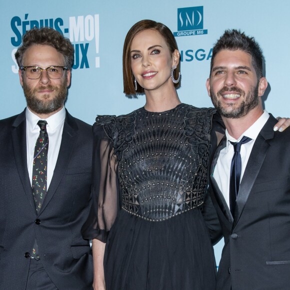 Seth Rogen, Charlize Theron et Jonathan Levine à l'avant-première du film "Séduis-moi si tu peux !" au cinéma Gaumont Opéra Capucines à Paris, France, le 24 avril 2019. © Olivier Borde/Bestimage