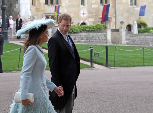 Lady Frederick Windsor et le prince Harry - Mariage de Lady Gabriella Windsor avec Thomas Kingston dans la chapelle Saint-Georges du château de Windsor le 18 mai 2019.