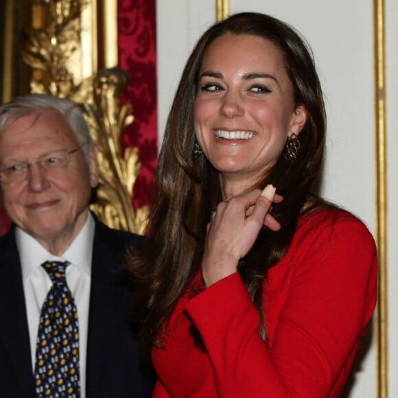 Catherine Kate Middleton, Helen Mirren, David Attenborough - La reine Elisabeth et Catherine Kate Middleton, la duchesse de Cambridge recoivent le monde des arts à Buckingham le 17 février 2014.