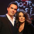 Maxime Chattam et sa femme Faustine Bollaert  à Paris, le 16 11 2013 - Débat avec Stephen King au Grand Rex