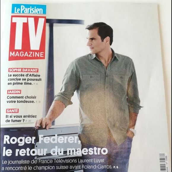 Roger Federer en couverture de "TV Magazine", supplément du "Parisien", programmes du 26 mai au 1er juin 2019.