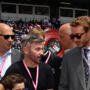 Max Biaggi, son fils, Pierre Casiraghi, sa femme Beatrice Borromeo Casiraghi et Khadja Nin avant le départ du 77e Grand Prix de Formule 1 de Monaco le 26 mai 2019. © Bruno Bebert/Bestimage