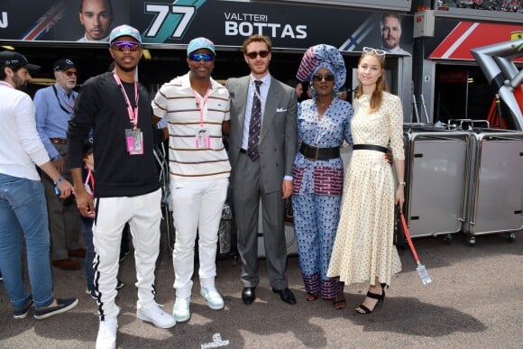 Chris Tucker, son fils, à gauche, Pierre Casiraghi, Khadja Nin et Beatrice Borromeo lors du 77e Grand Prix de F1 de Monaco le 26 mai 2019. © Bruno Bebert/Bestimage