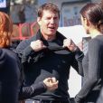 Exclusif - Connor Cruise vient rendre visite à son père Tom Cruise sur le tournage du film "Jack Reacher: Never Go Back" à la Nouvelle-Orléans, le 20 janvier 2016.