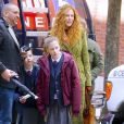 Nicole Kidman sur le tournage de la série The Undoing avec ses enfants Sunday Rose et Faith Margaret dans les rues de New York, le 19 mars 2019.