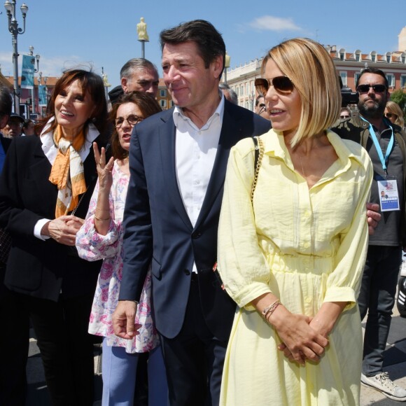 Denise Fabre, Christian Estrosi, le maire de Nice, et sa femme Laura Tenoudji Estrosi durant la première journée du 24e festival du livre de Nice le 31 mai 2019. © Bruno Bebert/Bestimage
