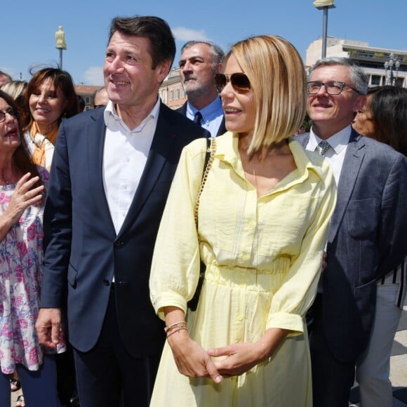 Denise Fabre, Christian Estrosi, le maire de Nice, et sa femme Laura Tenoudji Estrosi durant la première journée du 24e festival du livre de Nice le 31 mai 2019. © Bruno Bebert/Bestimage