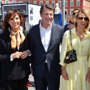 Denise Fabre, Christian Estrosi, le maire de Nice, et sa femme Laura Tenoudji Estrosi durant la première journée du 24e festival du livre de Nice le 31 mai 2019. © Bruno Bebert/Bestimage