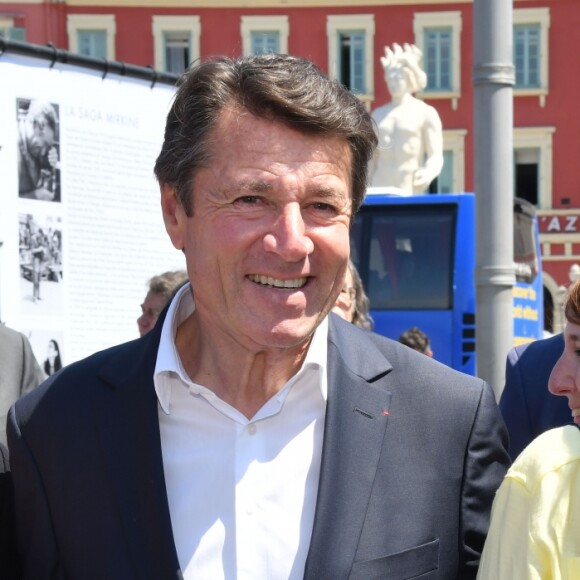 Denise Fabre, Christian Estrosi, le maire de Nice, et sa femme Laura Tenoudji Estrosi durant la première journée du 24e festival du livre de Nice le 31 mai 2019. © Bruno Bebert/Bestimage