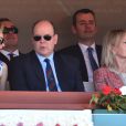 Jazmin Grace Grimaldi et son père le prince Albert II de Monaco en tribune lors du Rolex Monte-Carlo Masters 2018 à Roquebrune Cap Martin le 19 avril 2018. © Bruno Bebert / Bestimage