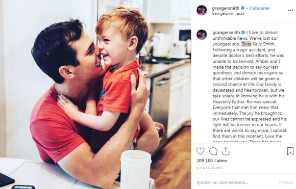 Le chanteur américain de country Granger Smith annonce la mort de son fils de 3 ans, River, sur Instagram le 6 juin 2019. River s'est noyé dans la piscine familiale.