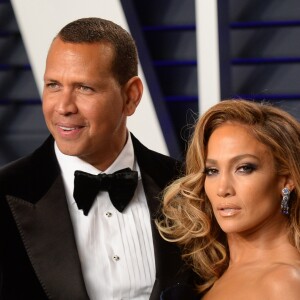 Alex Rodriguez et sa compagne Jennifer Lopez - Soirée Vanity Fair Oscar Party à Los Angeles. Le 24 février 2019.