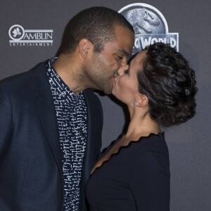 Tony Parker et sa femme Axelle Francine - Première du film "Jurassic World" à l'UGC Normandie à Paris le 29 mai 2015.