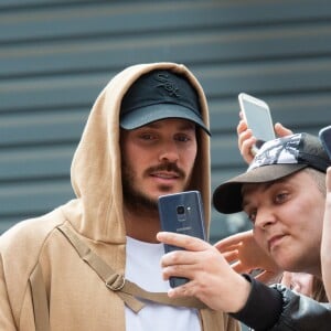 Exclusif - M. Pokora (Matt Pokora) arrive à Médiacité Liège pour la demi-finale de l'émission de The Voice Belgique, le 16 avril 2019.