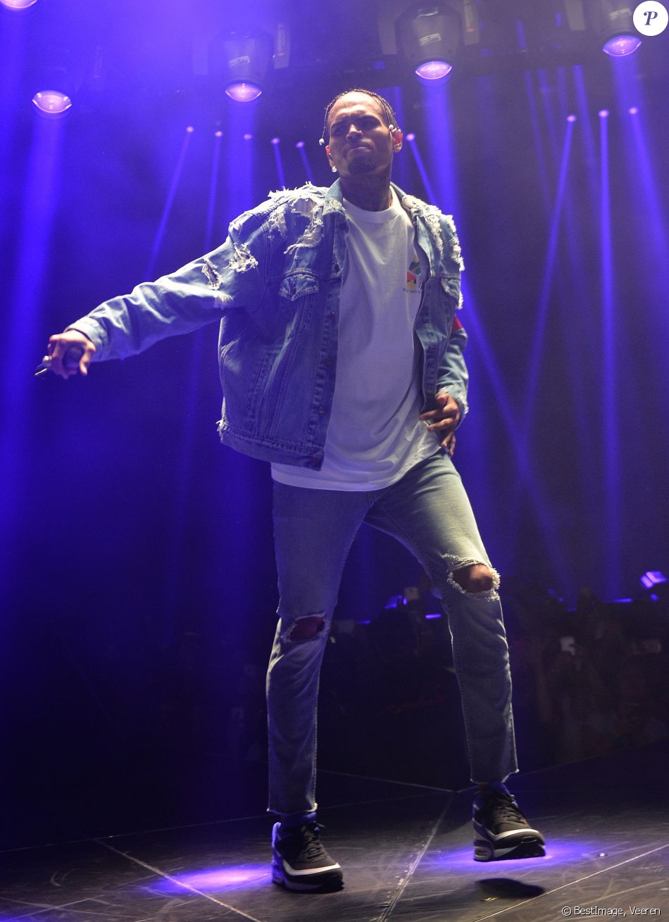 Chris Brown en concert à l'Accorhotels Arena Bercy à Paris, le 28 mai