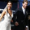 Le footballeur Sergio Ramos et l'actrice Pilar Rubio célèbrent leur union à Seville en Espagne, le 15 juin 2019.