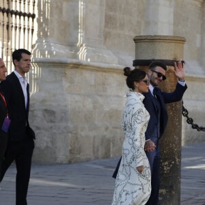 Victoria et David Beckham au mariage de Sergio Ramos et de Pilar Rubio célébré à Séville le 15 juin 2019.