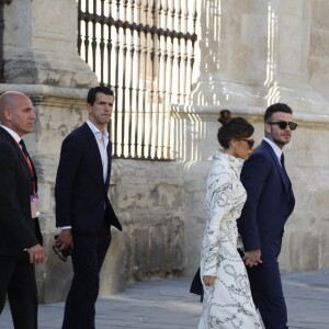 Victoria et David Beckham au mariage de Sergio Ramos et de Pilar Rubio célébré à Séville le 15 juin 2019.