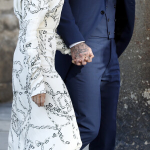 Victoria Beckham et son mari David Beckham - Les célébrités arrivent à l'église pour célébrer l'union du footballeur Sergio Ramos et de l'actrice Pilar Rubio à Seville en Espagne, le 15 juin 2019.