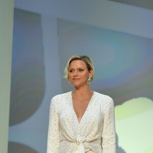 La princesse Charlene de Monaco (en robe Louis Vuitton) lors de la cérémonie de remise des Nymphes d'or du 59e Festival de Télévision de Monte-Carlo au Grimaldi Forum à Monaco le 18 juin 2019. © Bruno Bebert/Bestimage