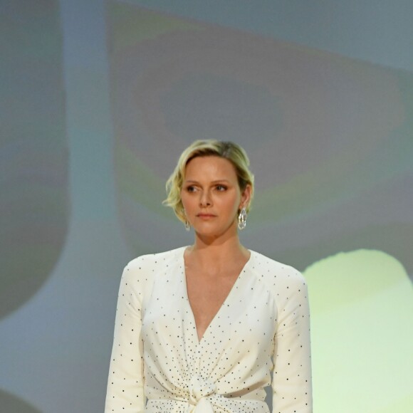 La princesse Charlene de Monaco (en robe Louis Vuitton) lors de la cérémonie de remise des Nymphes d'or du 59e Festival de Télévision de Monte-Carlo au Grimaldi Forum à Monaco le 18 juin 2019. © Bruno Bebert/Bestimage