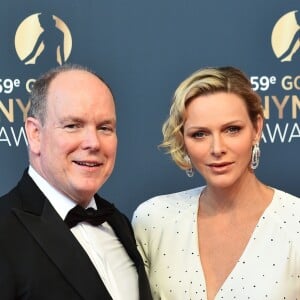 Le prince Albert II de Monaco et la princesse Charlene (en robe Louis Vuitton) au photocall de la cérémonie de remise des Nymphes d'or du 59e Festival de Télévision de Monte-Carlo le 18 juin 2019 au Grimaldi Forum à Monaco. © Bruno Bebert/Bestimage