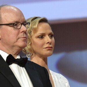 La princesse Charlene de Monaco a fait une apparition très remarquée, vêtue d'une robe Louis Vuitton, lors de la cérémonie de remise des Nymphes d'or du 59e Festival de Télévision de Monte-Carlo le 18 juin 2019 au Grimaldi Forum à Monaco. © Norbert Scanella/Panoramic/Bestimage