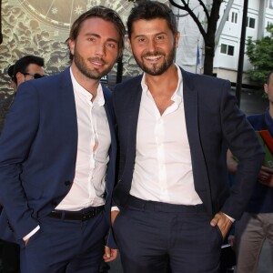 Christophe Beaugrand et son mari Ghislain Gerin aux arrivées de la 10ème édition du "Global Gift Gala" à l'hôtel Four Seasons George V à Paris, le 3 juin 2019. © Denis Guignebourg/Bestimage