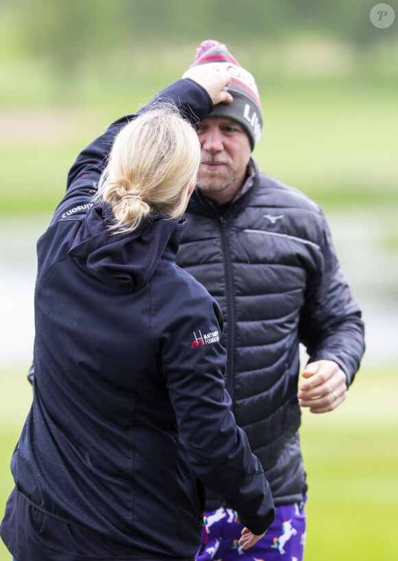 Zara (Phillips) et Mike Tindall lors du tournoi de golf caritatif ISPS Handa Mike Tindall Celebrity Golf Classic à Suitton Coldfield le 17 mai 2019.