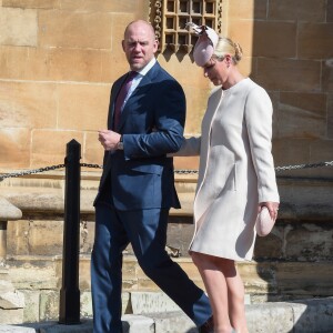 Zara (Phillips) et Mike Tindall à la messe de Pâques à la chapelle Saint-Georges du château de Windsor, le 21 avril 2119.