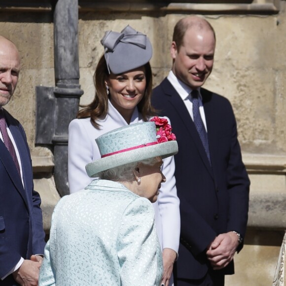 Zara (Phillips) et Mike Tindall à la messe de Pâques à la chapelle Saint-Georges du château de Windsor, le 21 avril 2119.