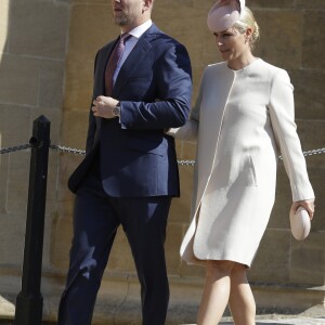 Zara (Phillips) et Mike Tindall à la messe de Pâques à la chapelle Saint-Georges du château de Windsor, le 21 avril 2119.