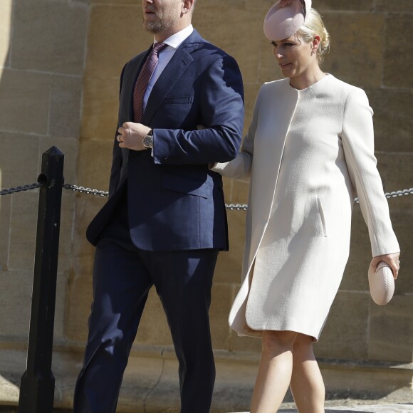 Zara (Phillips) et Mike Tindall à la messe de Pâques à la chapelle Saint-Georges du château de Windsor, le 21 avril 2119.