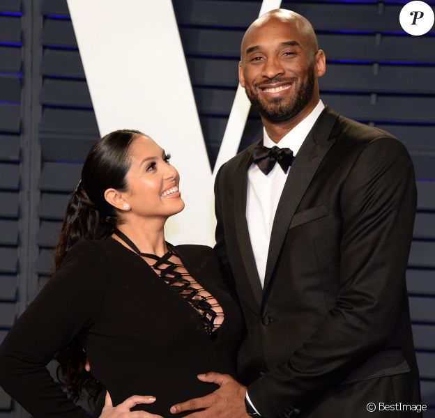Kobe Bryant et sa femme Vanessa Bryant (enceinte) à la soirée Vanity Fair Oscar Party à Los Angeles. Le 24 février 2019