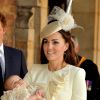 Kate Catherine Middleton, duchesse de Cambridge, lors du bapteme de son fils, le prince George, en la chapelle royale du palais St James a Londres. Le 23 octobre 2013.