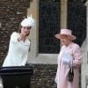 Catherine Kate Middleton, la duchesse de Cambridge et sa fille la princesse Charlotte de Cambridge, la reine Elisabeth II - Sorties après le baptême de la princesse Charlotte de Cambridge à l'église St. Mary Magdalene à Sandringham, le 5 juillet 2015.