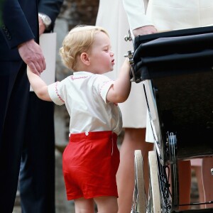 Le prince George de Cambridge - Sorties après le baptême de la princesse Charlotte de Cambridge à l'église St. Mary Magdalene à Sandringham, le 5 juillet 2015.