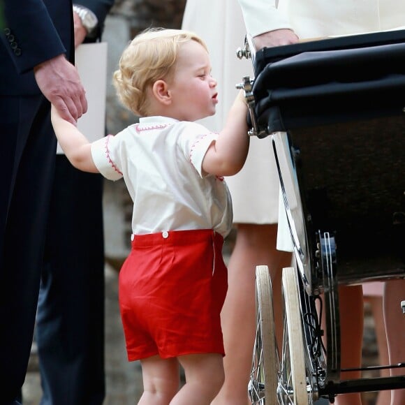 Le prince George de Cambridge - Sorties après le baptême de la princesse Charlotte de Cambridge à l'église St. Mary Magdalene à Sandringham, le 5 juillet 2015.