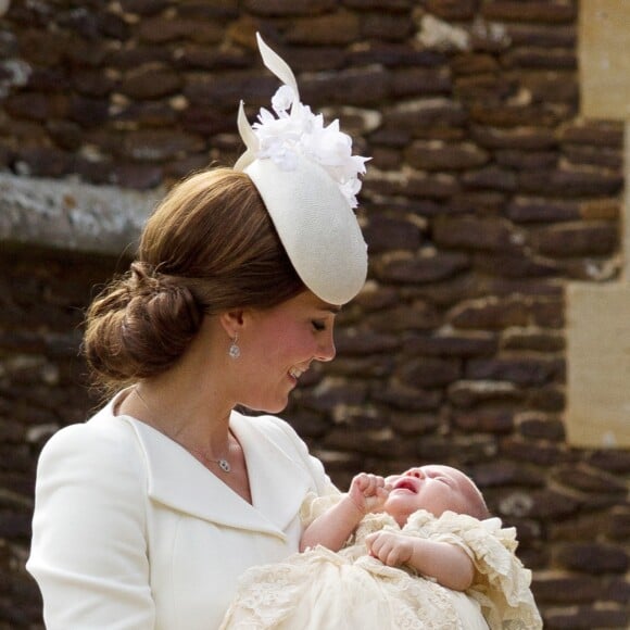 Baptême de la princesse Charlotte de Cambridge à l'église St. Mary Magdalene à Sandringham, le 5 juillet 2015.