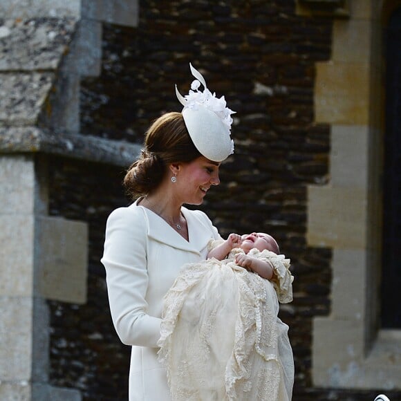 Baptême de la princesse Charlotte de Cambridge à l'église St. Mary Magdalene à Sandringham, le 5 juillet 2015.