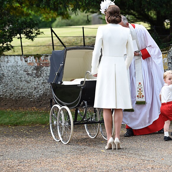 Baptême de la princesse Charlotte de Cambridge à l'église St. Mary Magdalene à Sandringham, le 5 juillet 2015.