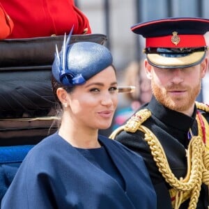 Le prince Harry, duc de Sussex, et Meghan Markle, duchesse de Sussex, lors de la parade Trooping the Colour à Londres le 8 juin 2019.